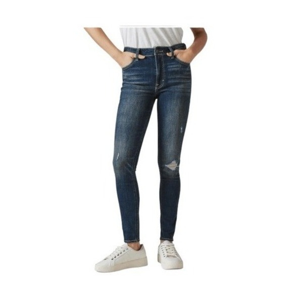 Lucky Brand Denim - Lucky Brand Bridgette Skinny High Rise Jeans Blue Distressed Denim 8 / 29